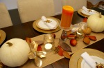 Thanksgiving table: candles & leaves